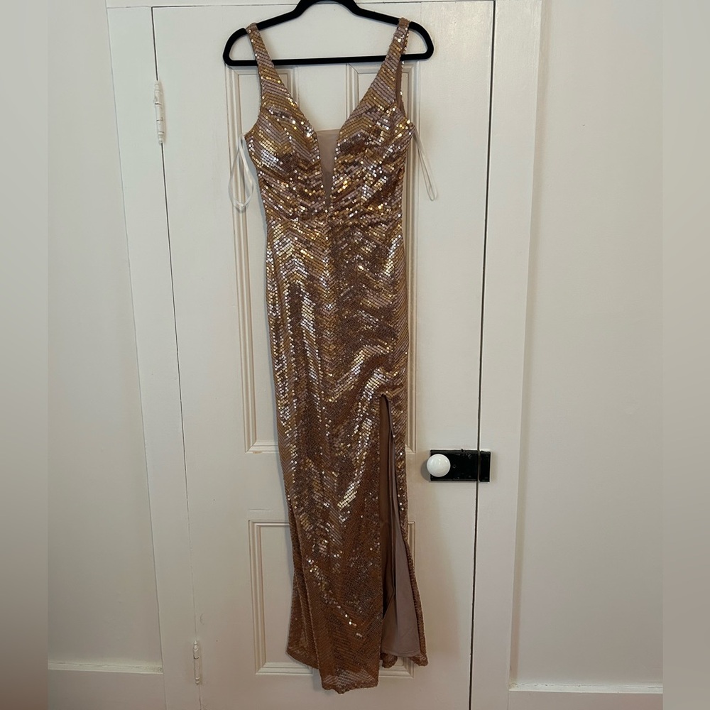 Gold Sequin Evening Gown